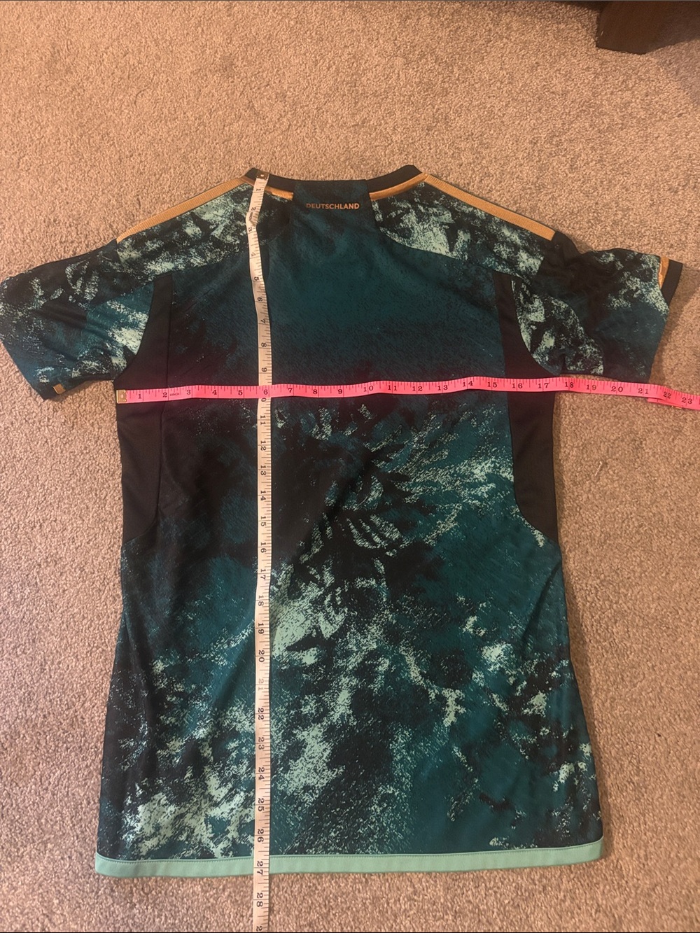 Adidas Women’s S Teal, Green and Black Germany Football Jersey with Gold Accents - Picture 7 of 8